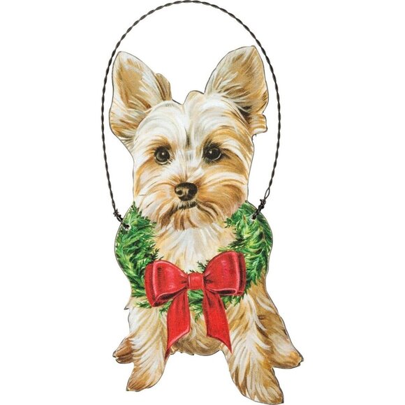 Christmas Ornament Yorkie Dog Puppy Santa I Hope You Like Dogs Wood Gift - Picture 2 of 5